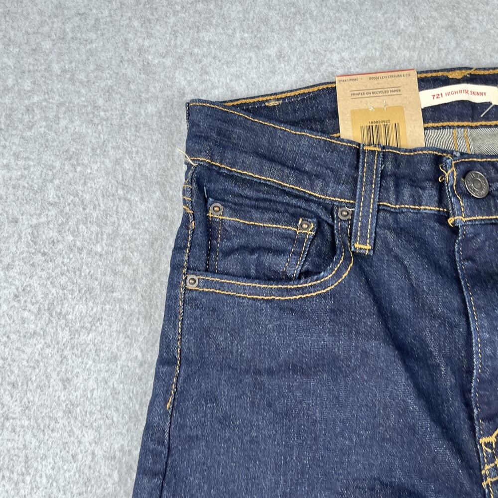 Levis 721 High Rise Skinny Denim Jeans Womens 26x28 dark Wash New NWT - Picture 7 of 14